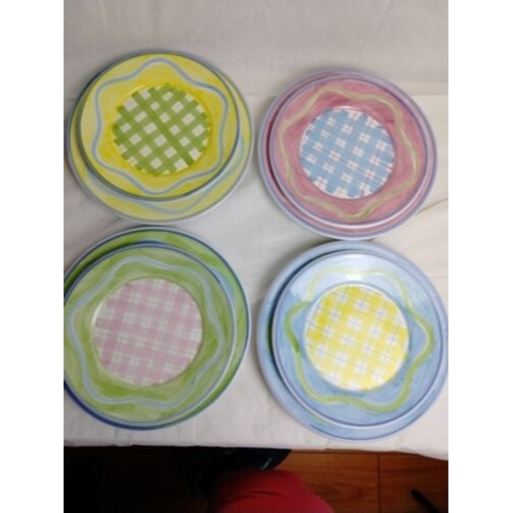 CALECA Plate Set. Dish Set of 4-  11" Dish Set of 4- 9.5 " . Vintage Italian